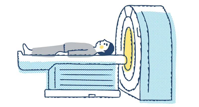 院内の検査機器で検査を受けるイラスト